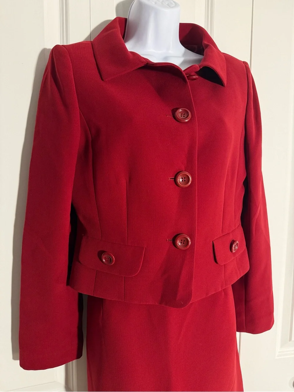 Tahari Red Skirt Suit Set - Jacket & Skirt